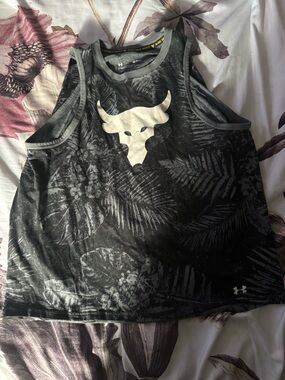 Under Armour Black Tropical-Print Project Rock Tank Top